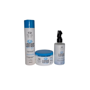 Kit Lotus, shampoo, mascara e leave in home care Beauty Mixx.