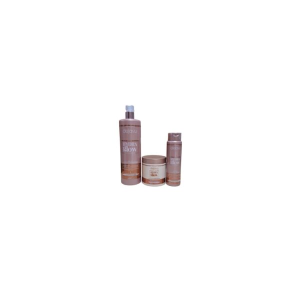 Coleção Hydraglow profissional com shampoo, mascara e Power dose by dejavu.